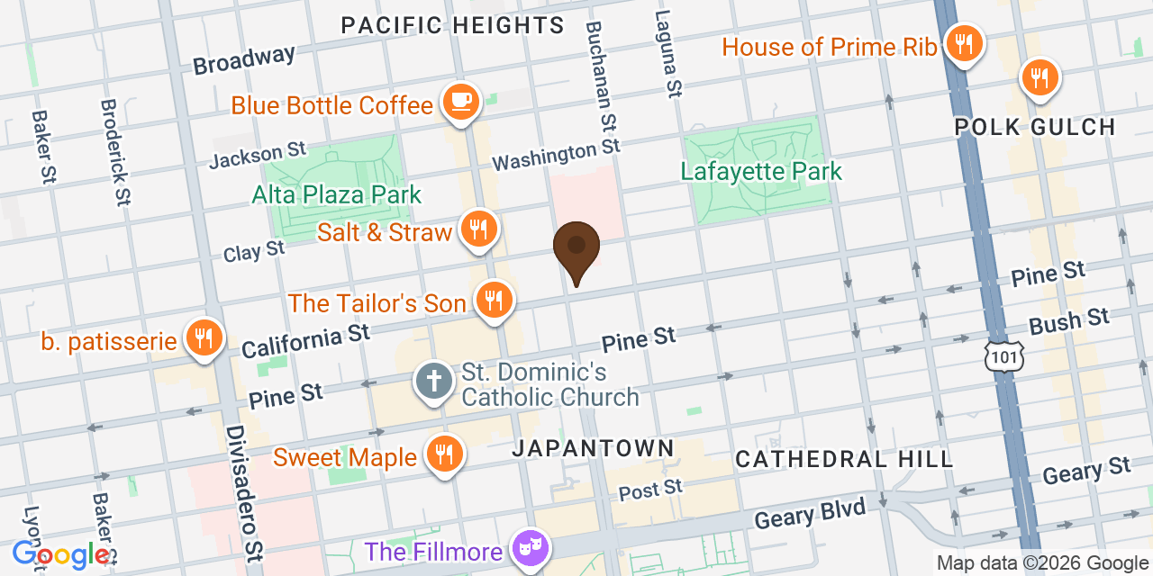 Map showing Sherith Israel Congregation